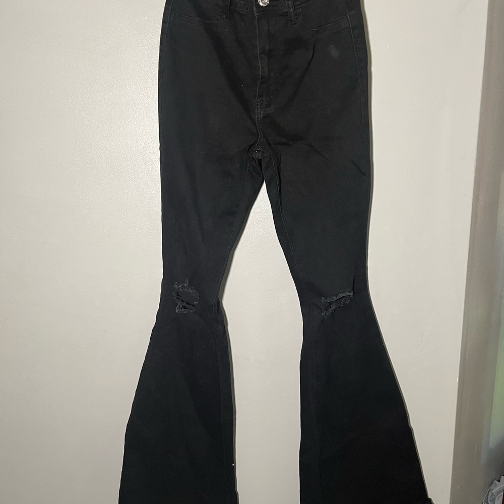 Black High-Waisted Flare Jeans